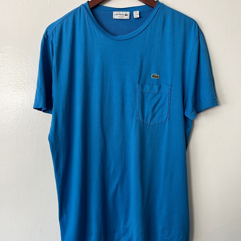 Lacoste Pocket T-Shirt Lightweight Cotton Tee Blue